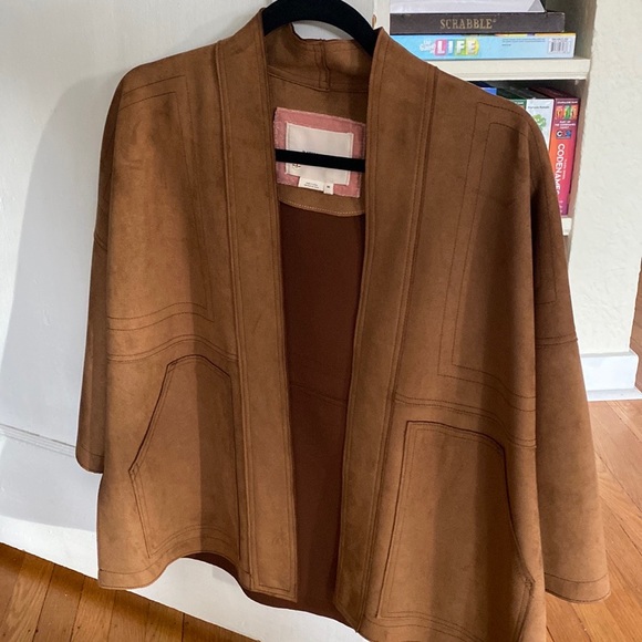 Anthropologie Scarlett Suede Kimono Tan - Picture 2 of 4